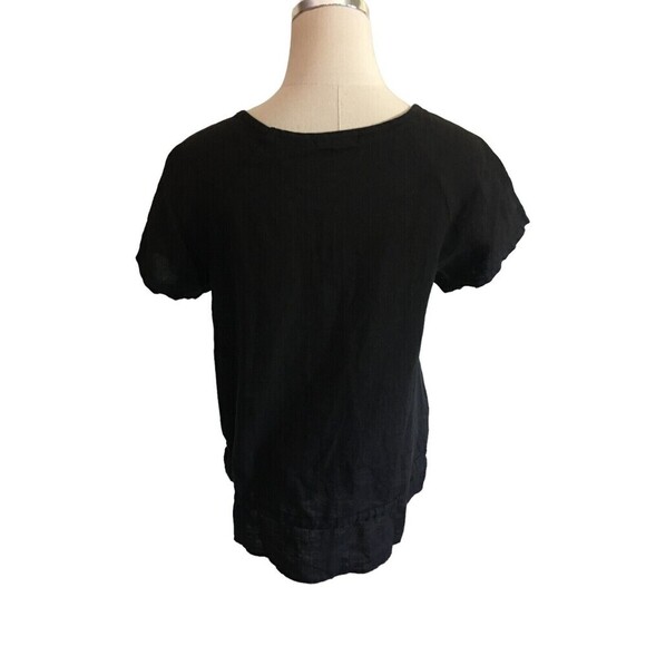 Russ Berens Top Women's Size Small Black Raglan Short Sleeves Linen - Picture 4 of 8